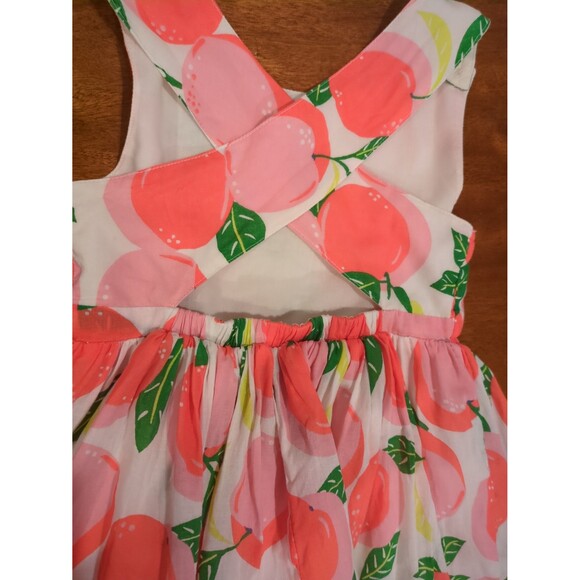 Mini Boden Girls Cross Back Sun Dress Peaches print size 3/4 EUC - Picture 9 of 10